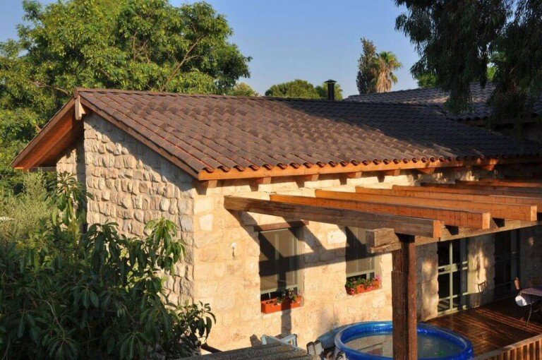 Curved Brown Roof Tile